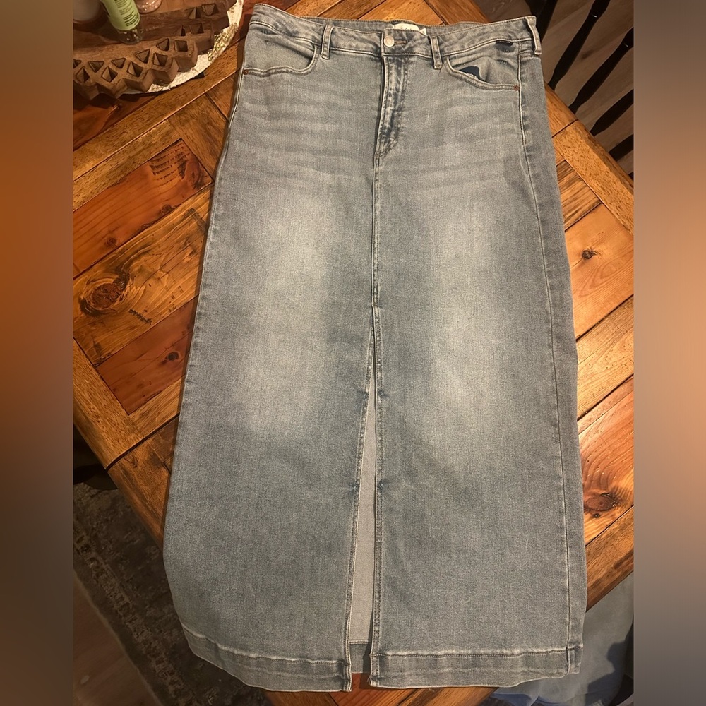 CELLO Denim Maxi Skirt with Middle Slit XL